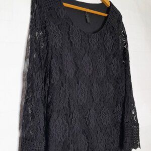 Style & co XL Lace Boho black blouse